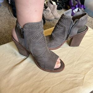 Stylish Gray Peep-Toe Ankle Boots